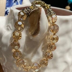 Heidi Daus Gold-Tone Champagne Faceted Bead Bracelet